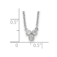 Sterling Silver Rhodium-plated 3-CZ w/ 2in ext Necklace