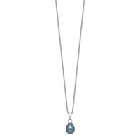 Sterling Silver Rhodium-plate FWC Black Pearl Necklace/Earrings Set