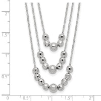 Sterling Silver Polished 3-Strand Beaded Necklace