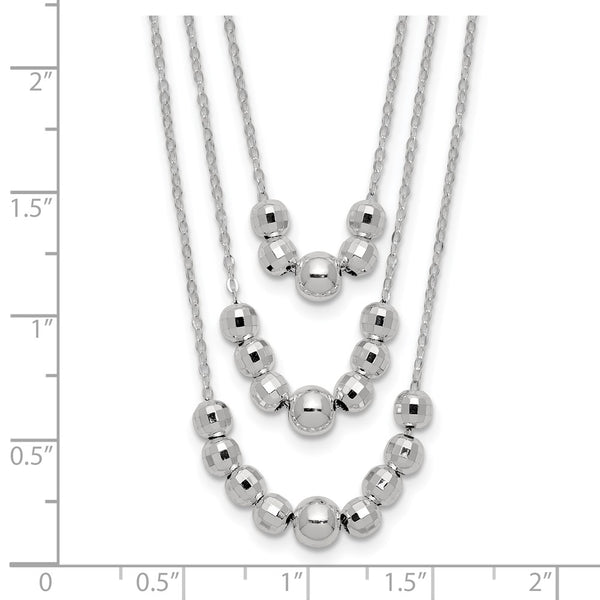 Sterling Silver Polished 3-Strand Beaded Necklace