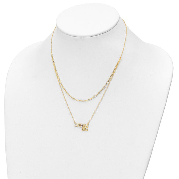 Sterling Silver Gold-tone Dream Big Double Necklace