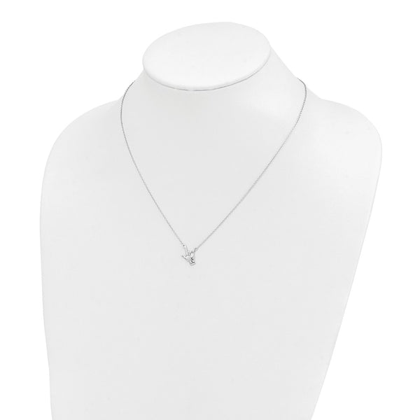 Sterling Silver Rhodium-plated I Love You Hand Signal Necklace