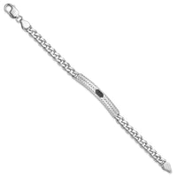Sterling Silver Rhodium-plated Enameled Bar Men's 8in Bracelet