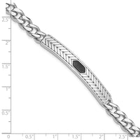 Sterling Silver Rhodium-plated Enameled Bar Men's 8in Bracelet