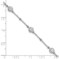 Sterling Silver Rhodium-plated CZ Link 7in w/1in ext. Bracelet