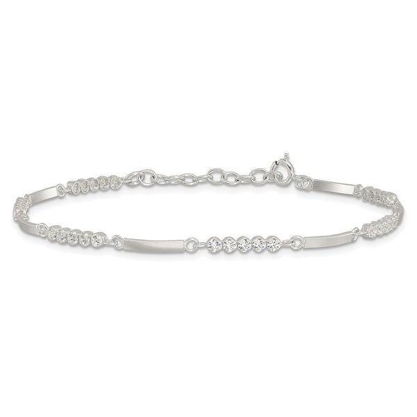 Sterling Silver Rhodium-plated CZ 7.25in w/1in ext. Bracelet