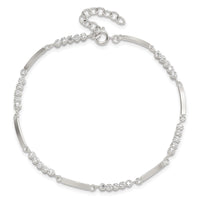 Sterling Silver Rhodium-plated CZ 7.25in w/1in ext. Bracelet