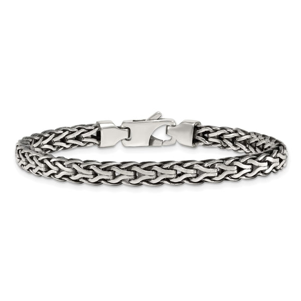 Sterling Silver Antiqued Polished Flat 6mm 7.75in Bracelet