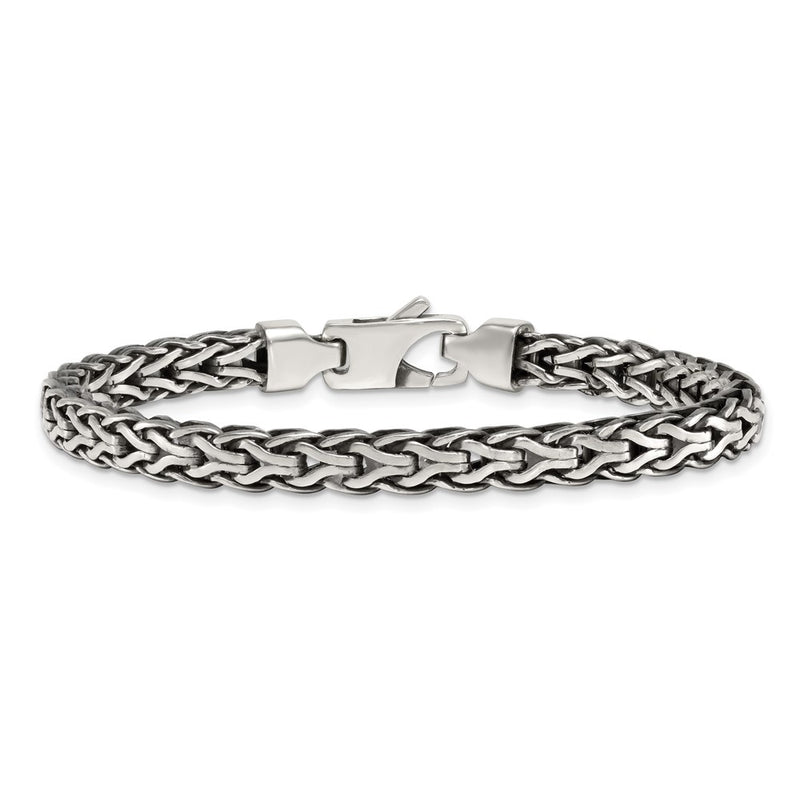 Sterling Silver Antiqued Polished Flat 6mm 7.75in Bracelet