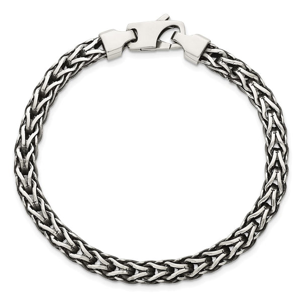 Sterling Silver Antiqued Polished Flat 6mm 7.75in Bracelet