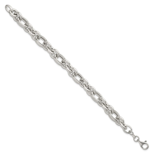 Sterling Silver Polished Greek Key 7.5in Fancy Link Bracelet