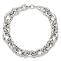 Sterling Silver Polished Greek Key 7.5in Fancy Link Bracelet