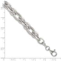 Sterling Silver Polished Greek Key 7.5in Fancy Link Bracelet
