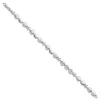 Sterling Silver Polished Textured Starfish and Sea Shell 7.25in Bracelet