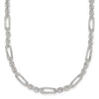 Sterling Silver Polished 4.0mm Figaro Rope 18 Inch Necklace