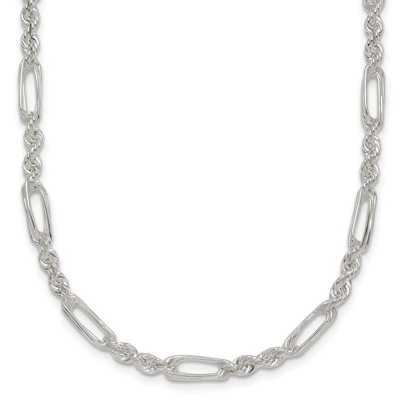 Sterling Silver Polished 4.0mm Figaro Rope 18 Inch Necklace
