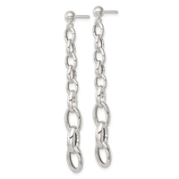 Sterling Silver Polished Graduated Link Post Dangle Earrings