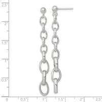Sterling Silver Polished Graduated Link Post Dangle Earrings