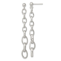 Sterling Silver Polished Graduated Link Post Dangle Earrings