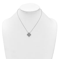 Sterling Silver Rhodium-plated CZ Clover Shape 16in w/1.25in ext Necklace