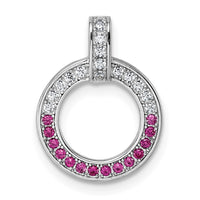 Sterling Silver Rhodium-plated White & Red CZ Pendant
