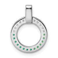 Sterling Silver Rhodium-plated White & Green CZ Pendant