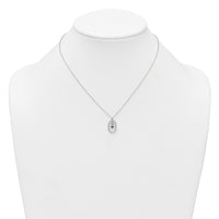Sterling Silver Polished CZ Heart in Oval Necklace