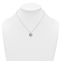Sterling Silver Polished and Textured Heart w/ 2in Ext Necklace