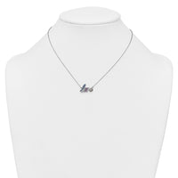 SS RH-pltd Polished Multicolor CZ LOVE 16in w/2in Ext Necklace