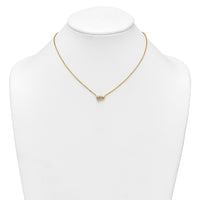 Sterling Silver Gold-tone Polished CZ Heart 16in w/2in Ext Necklace