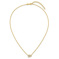 Sterling Silver Gold-tone Polished CZ Heart 16in w/2in Ext Necklace