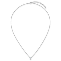 Sterling Silver RH-plated Polished CZ 16in w/1.75in Ext Necklace