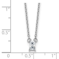 Sterling Silver RH-plated Polished CZ 16in w/1.75in Ext Necklace