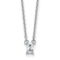 Sterling Silver RH-plated Polished CZ 16in w/1.75in Ext Necklace