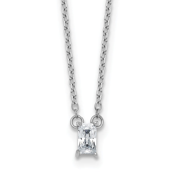 Sterling Silver RH-plated Polished CZ 16in w/1.75in Ext Necklace