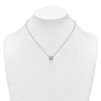 Sterling Silver Polished 11.0mm Pave CZ Circle 16in w/ 2in Ext Necklace