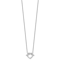 Sterling Silver RH-plated Polished Knot Heart 17.75 Inch Necklace