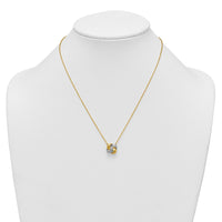 Sterling Silver Rhodium-plated Gold-tone Polished CZ Knot Necklace