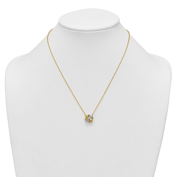 Sterling Silver Rhodium-plated Gold-tone Polished CZ Knot Necklace