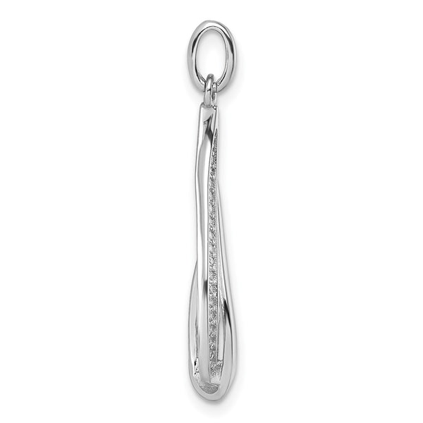 Sterling Silver Rhodium-plated CZ Polished Tear Drop Pendant