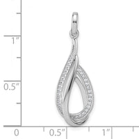 Sterling Silver Rhodium-plated CZ Polished Tear Drop Pendant