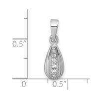 Sterling Silver Rhodium-plated Polished CZ Teardrop Pendant