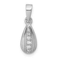 Sterling Silver Rhodium-plated Polished CZ Teardrop Pendant