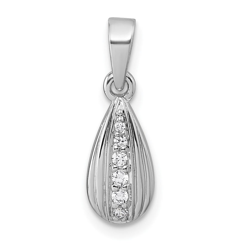 Sterling Silver Rhodium-plated Polished CZ Teardrop Pendant