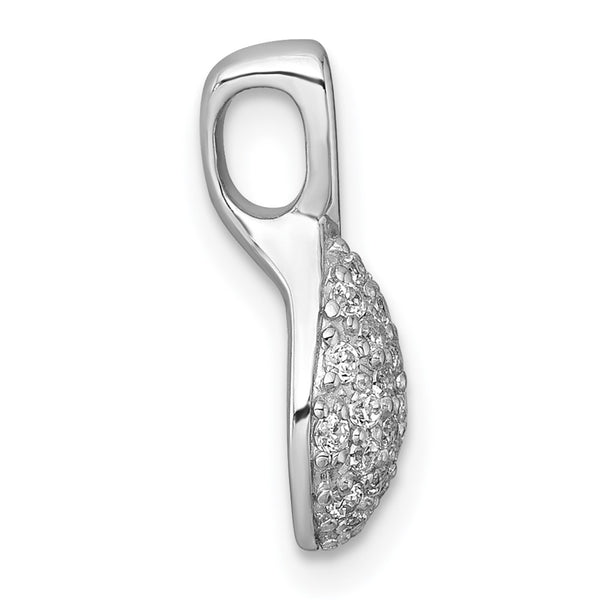 SS Rhodium-plated Polished Fancy CZ Chain Slide Pendant