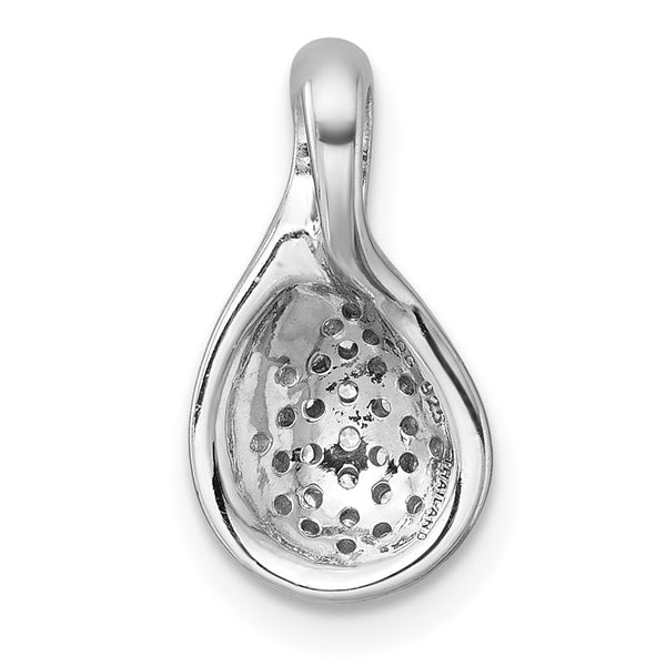 SS Rhodium-plated Polished Fancy CZ Chain Slide Pendant