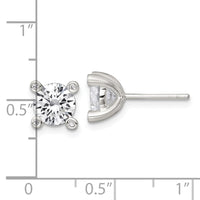 Sterling Silver Polished 4 Prong CZ Post Earrings