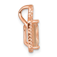 Sterling Silver Rose-tone Polished Glass and CZ Chain Slide Pendant