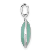 SS Rhodium-plated Polished Round Green Chalcedony Pendant