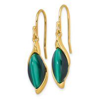 Sterling Silver Gold-Tone Polished Fancy Malachite Dangle Earrings